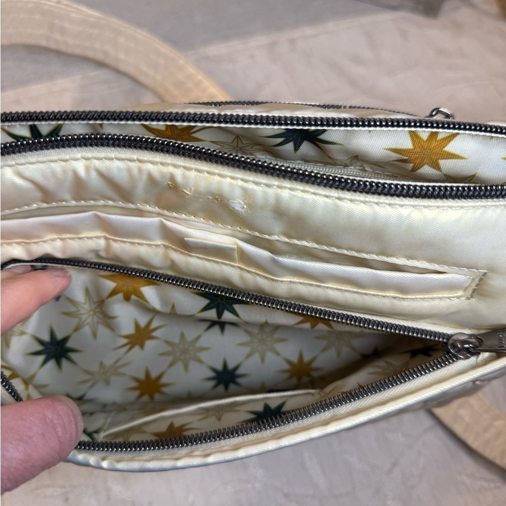 Lug Bolero Crossbody Bag Metallic Pearl Champagne - Star Lining w/ many Pockets - Picture 4 of 16